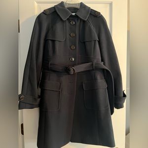 Womens Navy Belted Coat